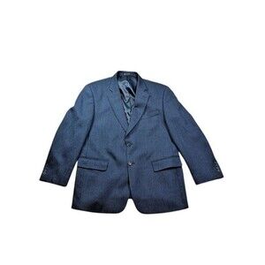 LaCrosse Men's Blazer Size 44R Jacket 100% Wool Herringbone Blue - Lined